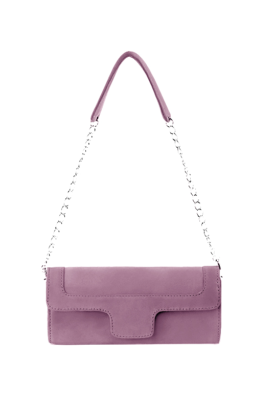 Dress clutch for wedding and parties in mauve purple leather - Top view